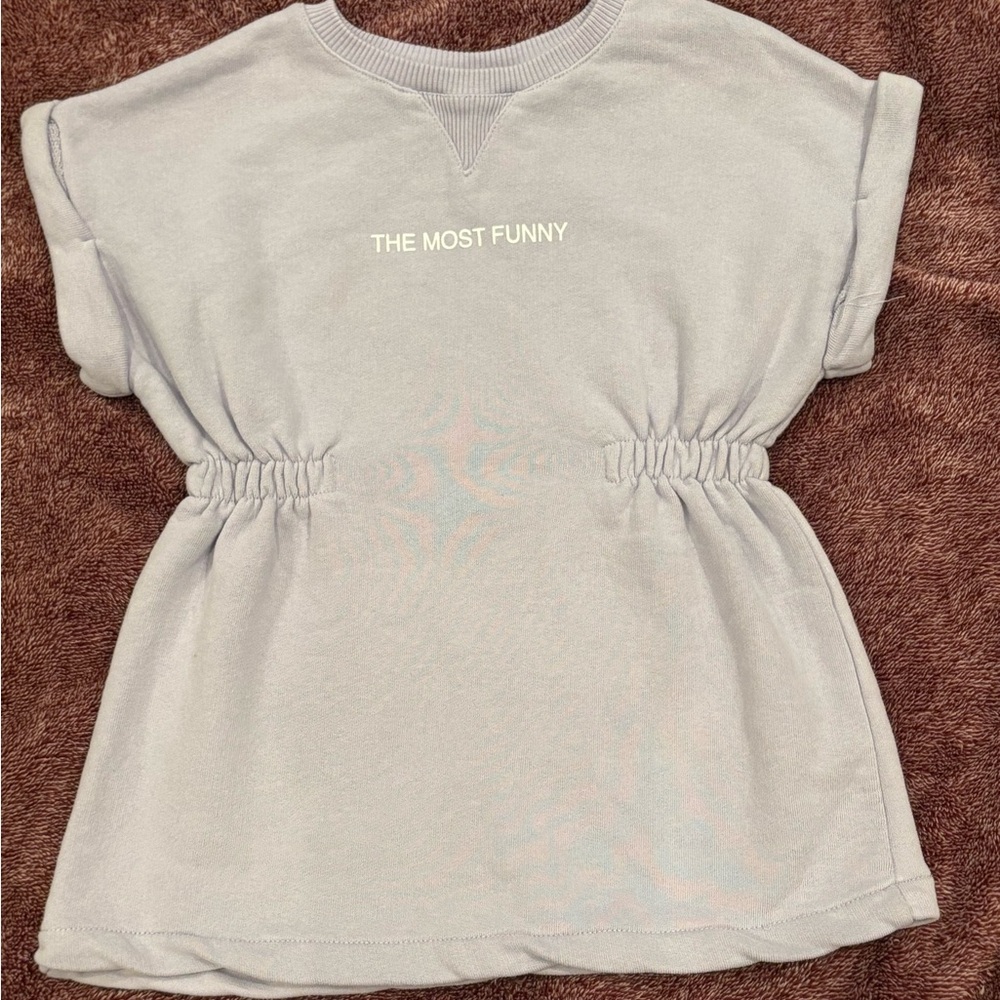 Zara toddler girls lilac sweatshirt dress “the most funny” size 3/4t